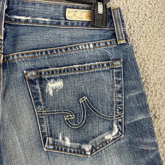 Adriano Goldschmied Jeans Womens 27 R Ex-Boyfriend Crop Fade Whisker Distressed - Picture 9 of 14